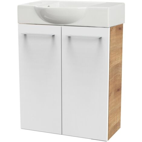 FACKELMANN Set SBC - Front Weiß hochglanz - Korpus Ast-Eiche
