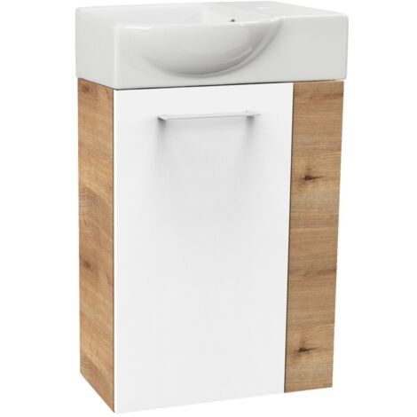 FACKELMANN Set SBC - Front Weiß hochglanz - Korpus Ast-Eiche