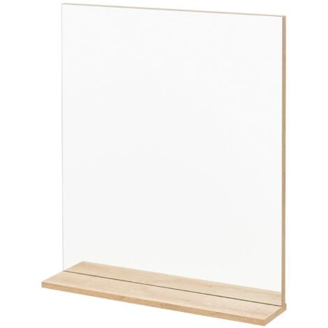 FACKELMANN Spiegelelement FINN / Badspiegel mit Ablage / Maße (B x H x T): ca. 60 x 69,5 x 13,5 cm / hochwertiger rechteckiger Spiegel fürs Badezimmer und WC / Ablage: Braun hell / Breite: 60 cm"-"846
