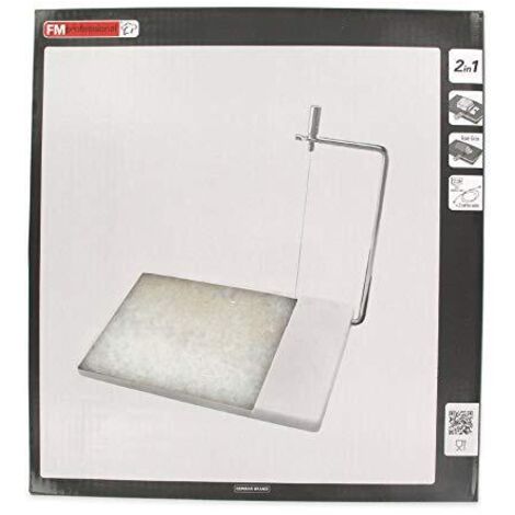 Fackelmann Taglio fegato Grasso 22259 Coppa Foie Gras con Vassoio, Acciaio Inossidabile, Marmo, Bianco, 23 x 15 x 1,7 cm