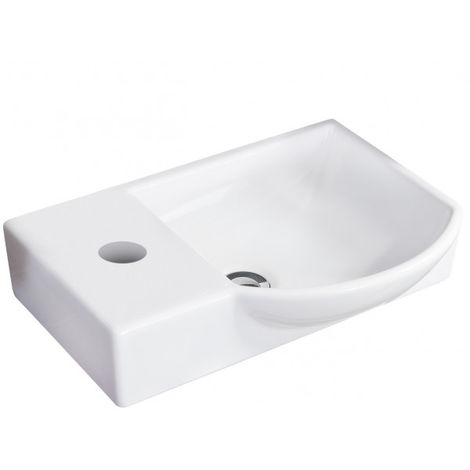FACKELMANN Waschbecken rechts Gäste-WC / Waschtisch aus Keramik / Maße (B x H x T): ca. 45 x 10,5 x 32 cm / hochwertiges Becken fürs Badezimmer / Farbe: Weiß / Breite: 45 cm-82391