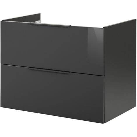 FACKELMANN Waschtischunterschrank LUNA / hochwertiger Badschrank mit Soft-Close-System / Maße (B x H x T): ca. 80 x 60,5 x 49 cm / Waschbeckenunterschrank mit 2 Schubladen / Korpus & Front: Schwarz-87