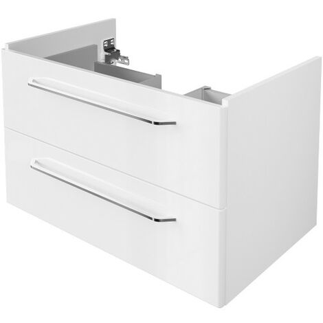 FACKELMANN Waschtischunterschrank MILANO / Badschrank mit Soft-Close-System / Maße (B x H x T): ca. 80 x 49,5 x 48 cm / Waschbeckenunterschrank mit 2 Schubladen / Korpus: Weiß / Front: Weiß-84203