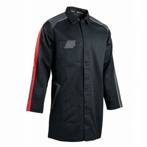 Facom – Blouse de travail multipoches noire/grise/rouge Taille L – Tissu sergé 65% polyester 35% coton – Fermeture boutons silicone cachés - FXWW7000E-L