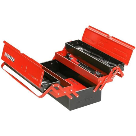Facom – Caisse à outils métallique 5 compartiments – Fond mousse pour protection – Accès instantané aux outils – Pour chantiers humides