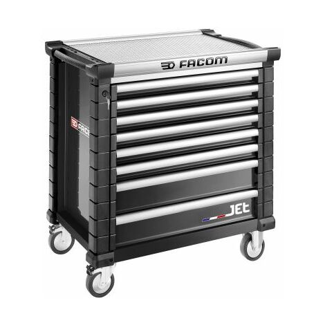 Facom – Chariot à outils 8 tiroirs – Servante roulante 1004 x 1005 x 575mm – Charge 210kg – Système 'self-close' – Plateau de travail robuste