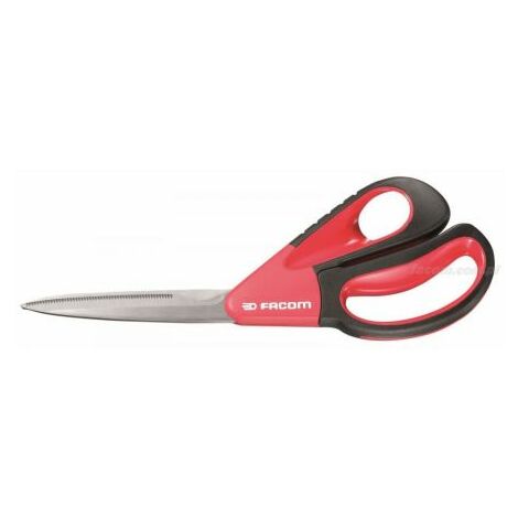 Facom – Ciseaux gros efforts 107mm en acier inoxydable – Poignée bi-matière ergonomique – Coupe précise pour cartons, aluminium et cuir