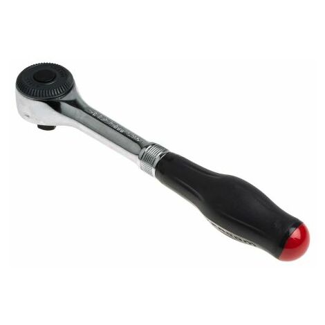Facom – Cliquet 1/2'' à manche hélicoïdal 251 mm – 60 dents pour espaces confinés – Acier chrome vanadium – Poignée rotative pour couple accru