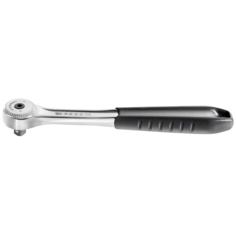 Facom – Cliquet 3/8' à 72 dents – Mécanisme à reprise 5° – Longueur 201 mm – Poignée en élastomère pour résistance à l'abrasion