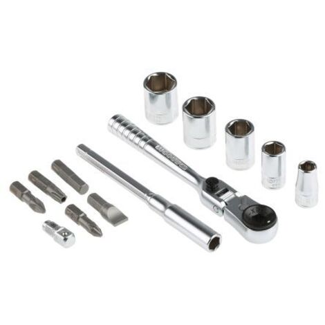 Facom – Coffret cliquet et douilles 1/4'' 23 pièces – Tête flexible pour accès difficile – Douilles 6 pans métriques – R1PICOPB