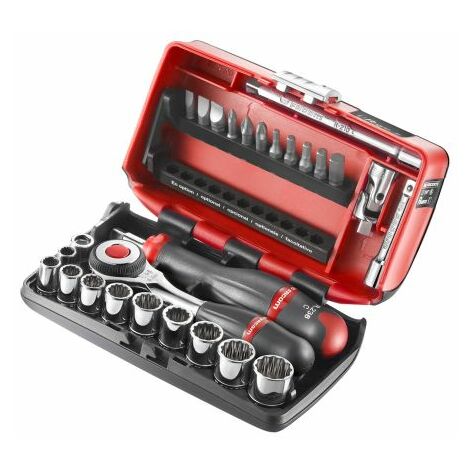 Facom – Jeu de douilles carré 27 pièces – Entraînement 1/4' – Douilles 7/32' à 9/16' – Coffret avec cliquet et rallonges