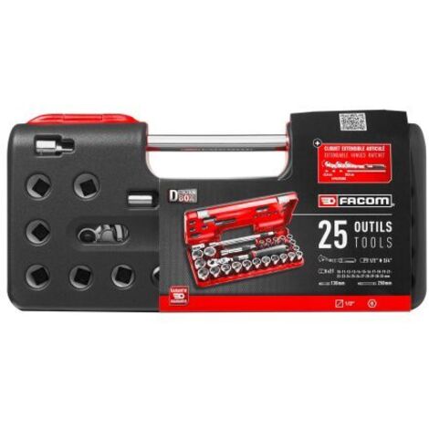 FACOM Coffret Cliquet Étanche À Manche Extensible À Verrouillage Et Douilles 1/2" DBOX - SXL.DBOX3PB
