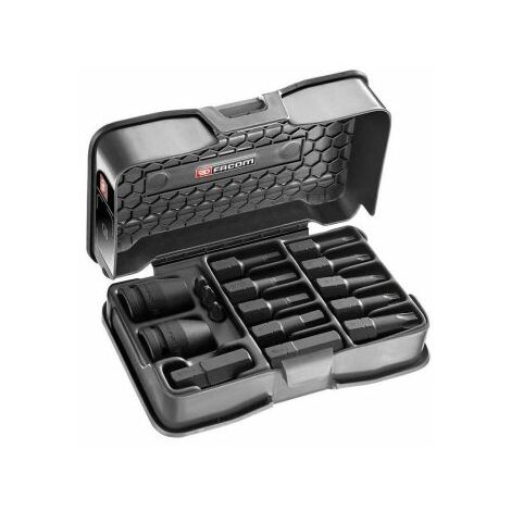 Facom – Coffret de 16 embouts de vissage – Douilles 1/2' et 5/16' – Embouts Torx et Phillips – Pour vis à tête hexagonale et cruciforme