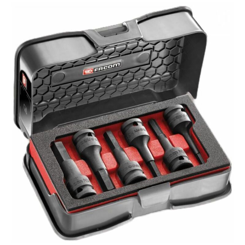 Coffret plastique avec module douilles impact 6 pans - NSHM.J6MPF - Ce produit de marque est neuf. - Facom
