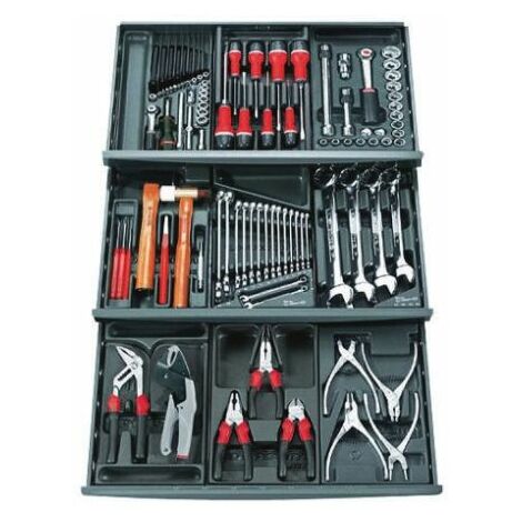 Facom – Composition de 101 outils – Module de servante – Système de rangement 9 modules pour 3 tiroirs – Compatible avec outils universels