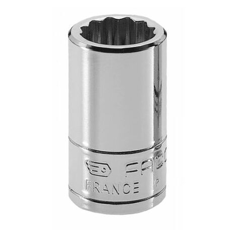Facom – Douille 13mm 12 points – Entraînement 1/4'' – Acier chrome-vanadium – Longueur 22mm pour travaux mécaniques exigeants