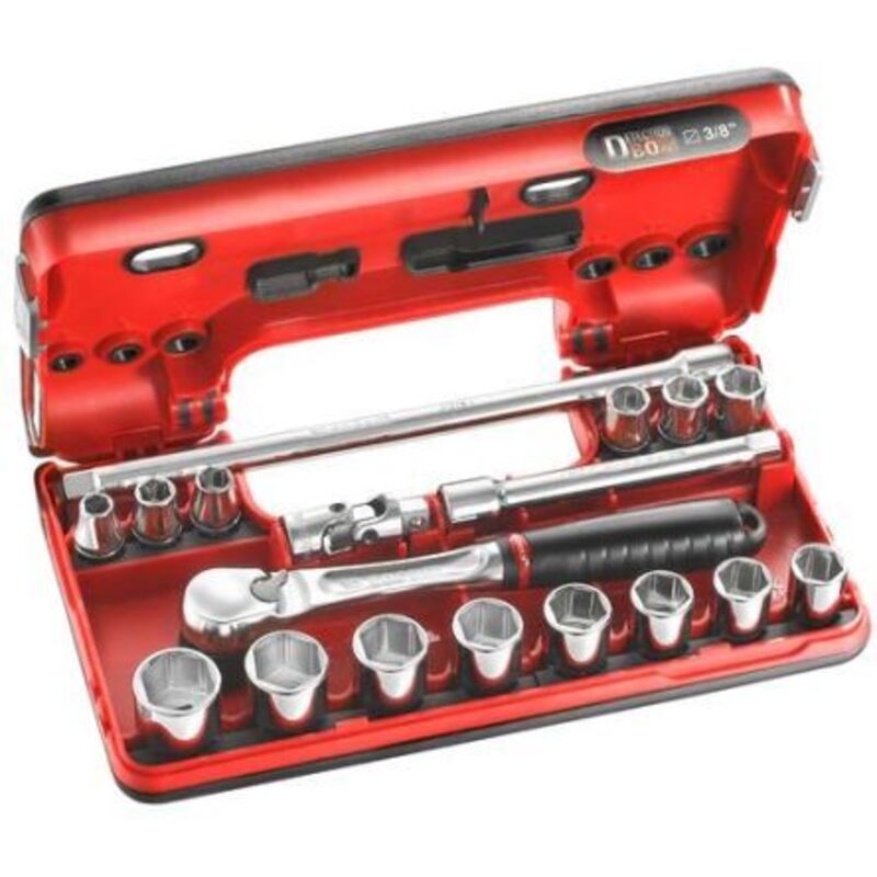 Jeu de clés à douille métrique 3/8' (10 mm) 17 pièces JL.DBOX1PB D76216 - Facom