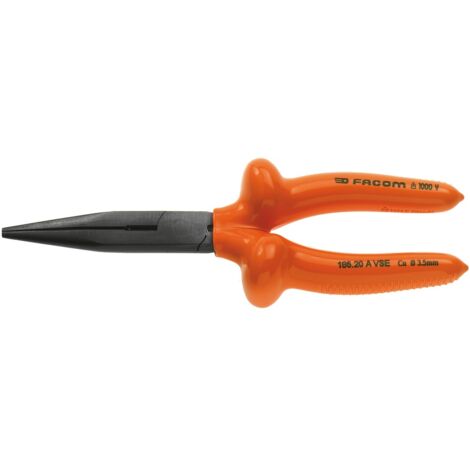 FACOM Flachrundzange 1000V isoliert 200 mm, lange gerade Backen