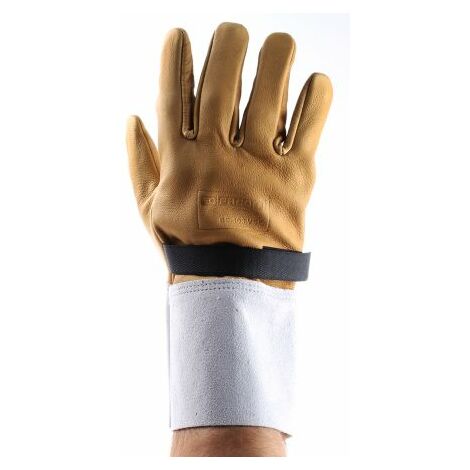 Facom – Gants d'électricien taille 9 (L) – Cuir jaune sans revêtement – Norme EPI pour travaux électriques – Lot de 2 gants