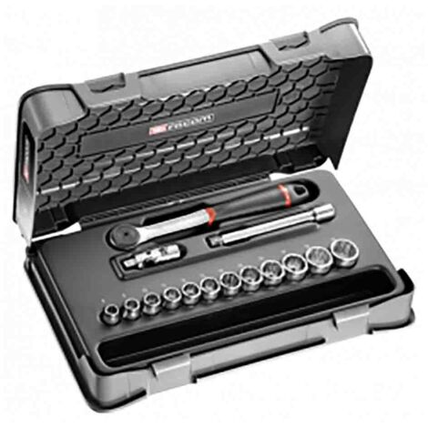 FACOM J.161-1P12 Coffret de Douilles 12 Pans métrique, Noir, 3/8", Set de 15 Pièces