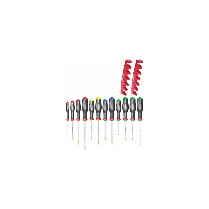 Jeu de 12 tournevis PROTWIST + 2 racks de rangement FACOM AT.J12R2PB