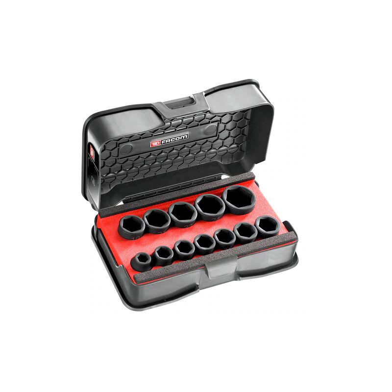 Jeu de 12 douilles impact compactes en coffret 1/2' 6 pans métriques - NSS.J12PB - Facom