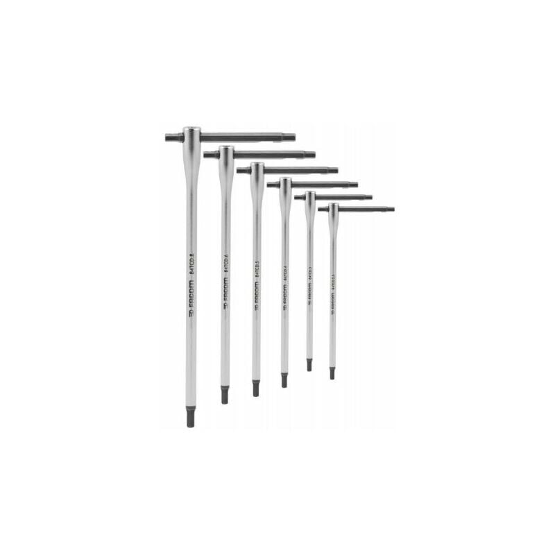 Jeu de clés Allen en t Facom 2.5 mm, 3 mm, 4 mm, 5 mm, 6 mm, 8 mm Métrique Hexagonal 6 pièces ( Prix pour 1 )
