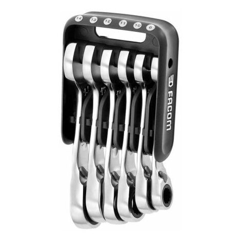 FACOM Jeu De 6 Clés Mixtes À Cliquet Courtes 8 - 14 mm Sur Étui Portatif - 467BS.JP6PB