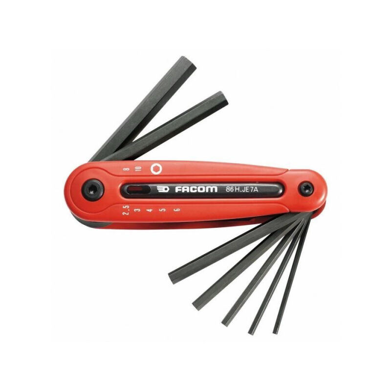 Clés mâles 6 pans sur monture Canif Facom 86H.JE7APB - Jeu de 7 clés (2.5/3/4/5/6/8/10 mm)
