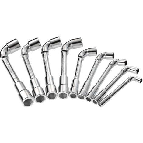 Facom – Clés à pipe 9 pièces 8-19mm – Finition chromée satinée – Technologie OGV pour serrage puissant – Compatible écrous haut - 75J9PB