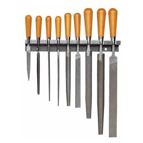 Facom – Jeu de 9 limes pour bois dur – Longueurs 150-250 mm – Finitions demi-douce à bâtarde – Ergonomiques pour usage prolongé