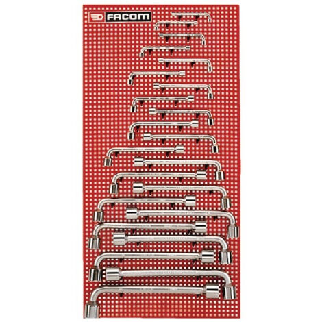 Facom – Jeu de clés à pipe 12x6 pans – 22 pièces – Dimensions de 8 à 32 mm – Finition chromée satinée – Angle de rotation 30°