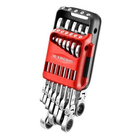 Facom – Jeu de clés mixtes 12 pièces – Clés à cliquet 7-19 mm – Pour travaux de précision – Conforme VDE 1000V