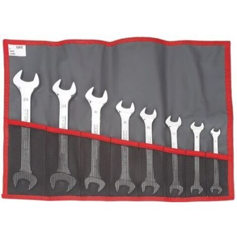 Facom – Jeu de clés plates à fourche 8 pièces – Dimensions 8x24mm – Trousse de rangement incluse – Pour travaux mécaniques - 44JE8T