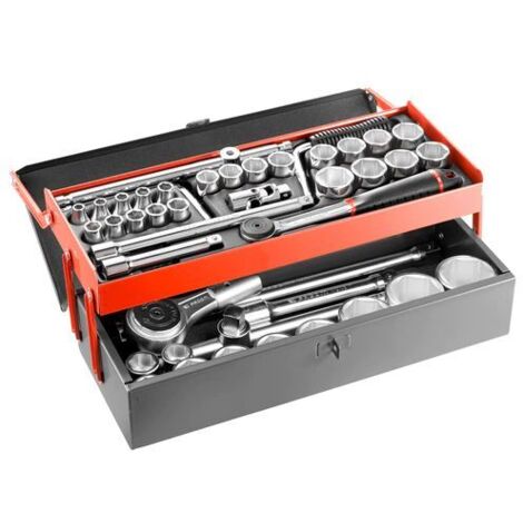 Facom – Jeu de douilles 1/2 pouce et 3/4 pouce carré – Boîte métallique BT.6A – 17,2 kg – Pour travaux de mécanique et d'entretien