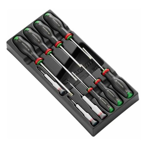 Facom – Jeu de tournevis de précision et standard 10 pièces – Pour vis à tête cruciforme – Acier au chrome vanadium – Coffret de rangement inclus