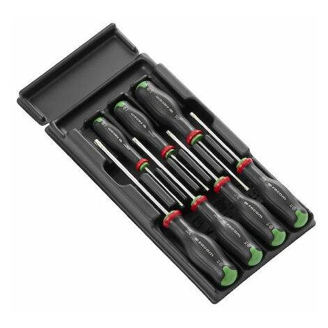 Facom – Jeu de tournevis standard 7 pièces – Pour vis à tête cruciforme – Longueur 100mm – Largeur 5mm – Acier au chrome vanadium
