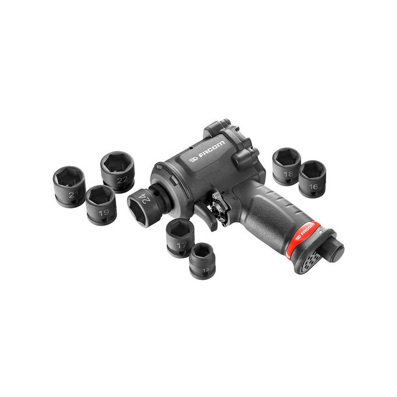 FACOM - Kit 8 douilles impact courtes + clé à chocs ultra compacte - NSS.J8PB - Ce produit de marque Facom est neuf.