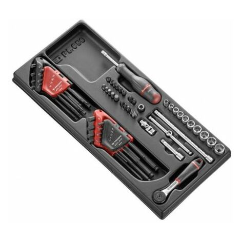 Facom – Mallette à outils module femelle – Jeu de 56 pièces – Douille et embout pour clé – Doublure en mousse pour rangement sécurisé