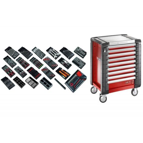 Facom – Servante d'atelier roulante 9 tiroirs – Capacité 150 litres – Charge maximale 185 kg – Dimensions 971x774x546 mm