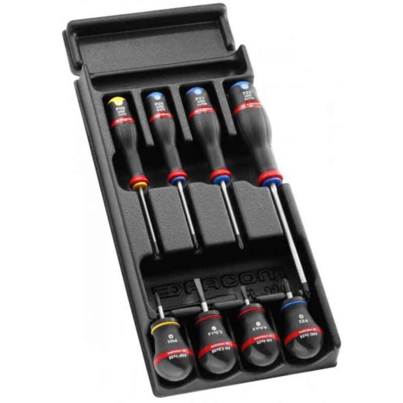 Jeu de tournevis Facom Jeu de tournevis standard, Phillips, Fendu, 8 pièces ( Prix pour 1 )