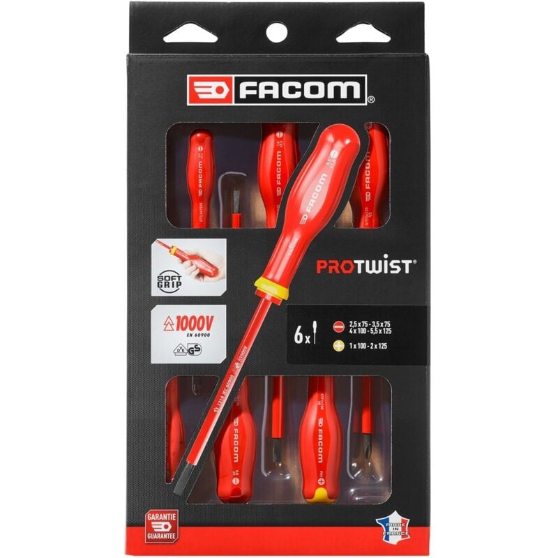 Image of FACOM Schraubendreher-Set PROTWIST 6-tlg. 1000V, Art.Nr. ATPVE.J6PB