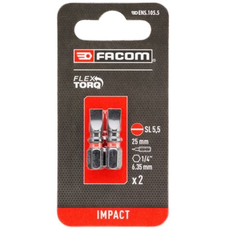 FACOM Schraubendrehereinsatz IMPACT-Bit SL5,5 25 mm, 2 Stk.