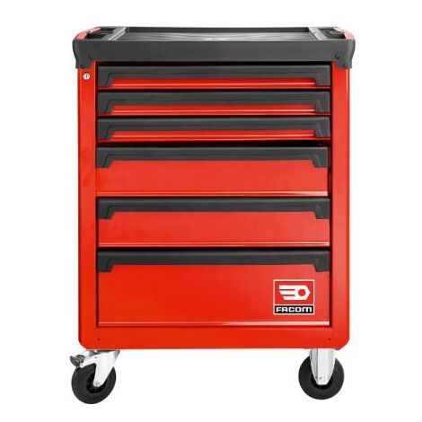 Facom – Servante d'atelier roulante 6 tiroirs 779 x 515 x 972 mm – Charge maximale 30 kg par tiroir – Plan de travail polypropylène résistant