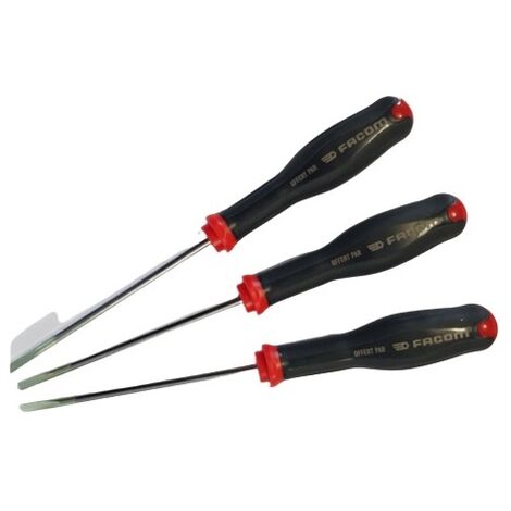 Facom – Tournevis plat 4x100 mm – Empreinte zinguée dorée – Lame courte cylindrique – Manche soft grip ergonomique
