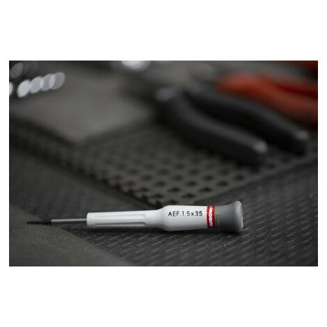 Facom – Tournevis plat précision 1.5 mm – Longueur 35 mm – Tête pivotante pour travaux micro-techniques – Lame chromée et bout bruni