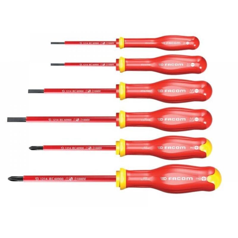 Facom - Protwist� vde Screwdriver Set, 6 Piece - FCMATPVEJ6PB