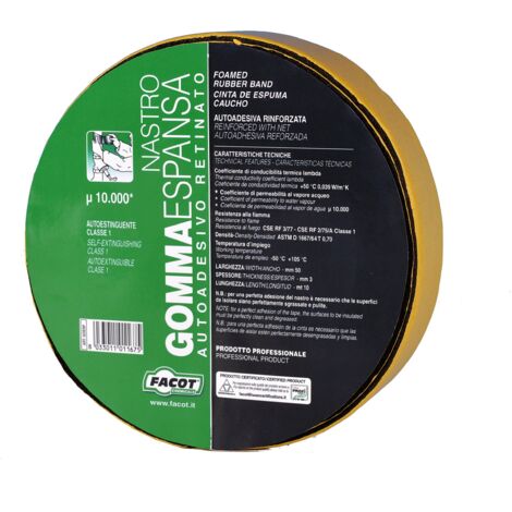 Facot Chemicals GOESP Nastro Gomma Espansa, Nero
