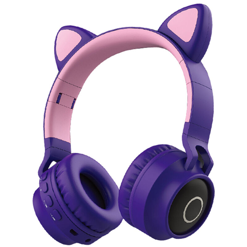 

Faddish Student Cute Cat's Ears Auriculares montados en la cabeza Sin cables Juego de dibujos animados BT Auriculares recargables, Paquete pequeno