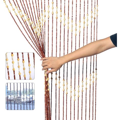 Fadenvorhang Türvorhang Bambus Perlenvorhang Balkontür als Raumteiler Insektenschutz Perlenvorhang Bambusvorhang Holz Mit Holzperlen Handarbeit Haltbarkeit Trennvorhang 90 x 175 cm